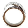 thumbnail image 2 of Two Tone IP Light Brown (IP Light coffee) Stainless Steel Ring with Top Grade Crystal in Clear for Women Clear Stone Color Style TK2765 Size 6, 2 of 3