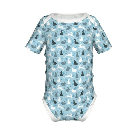 

Coaee Black White Gray Rabbit for Soft Baby Short-Sleeve Bodysuit Baby Climbing Clothes Baby Girls Boys Bodysuit Romper-6 Months
