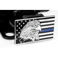 thumbnail image 2 of eVerHITCH USA US American Flag Eagle Metal Flag Emblem on Metal Trailer Hitch Cover (Fits 2" Receiver, Black & Chrome Flag with Thin Blue line), 2 of 3