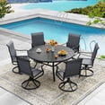 thumbnail image 7 of Vicllax Outdoor Patio Dining Table Dia.50" Slatted Tabletop Metal Frame with Umbrella Hole, Black, 7 of 7