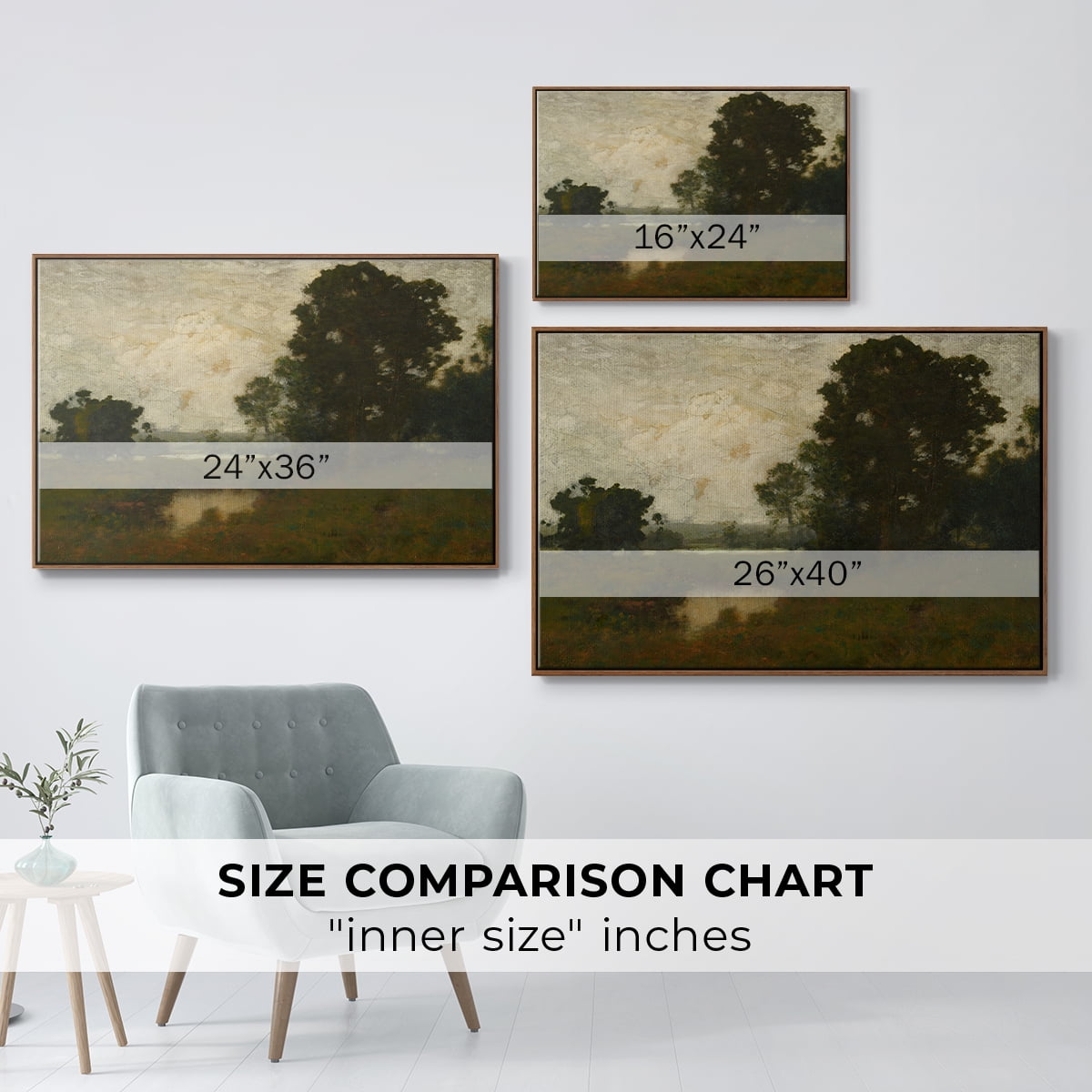 Vintage Landscape-MIV By Wexford Home Framed in Walnut Wood Gallery Wrapped Canvas 25 in. x 37 in.