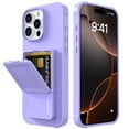 thumbnail image 2 of ELEHOLD Case for iPhone 16 Pro with Mirror, Built-in Cash Slot, Rugged Plastic Shell Protective Kickstand Mirror Heavy Duty Shockproof Wallet Case Cover for iPhone 16 Pro,Purple, 2 of 7