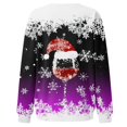thumbnail image 4 of asdoklhq Christmas Sweatshirts for Women Fashion Casual Printed Round Neck Long Sleeve Pullover Top Sweatshirts Purple 2X, 4 of 5