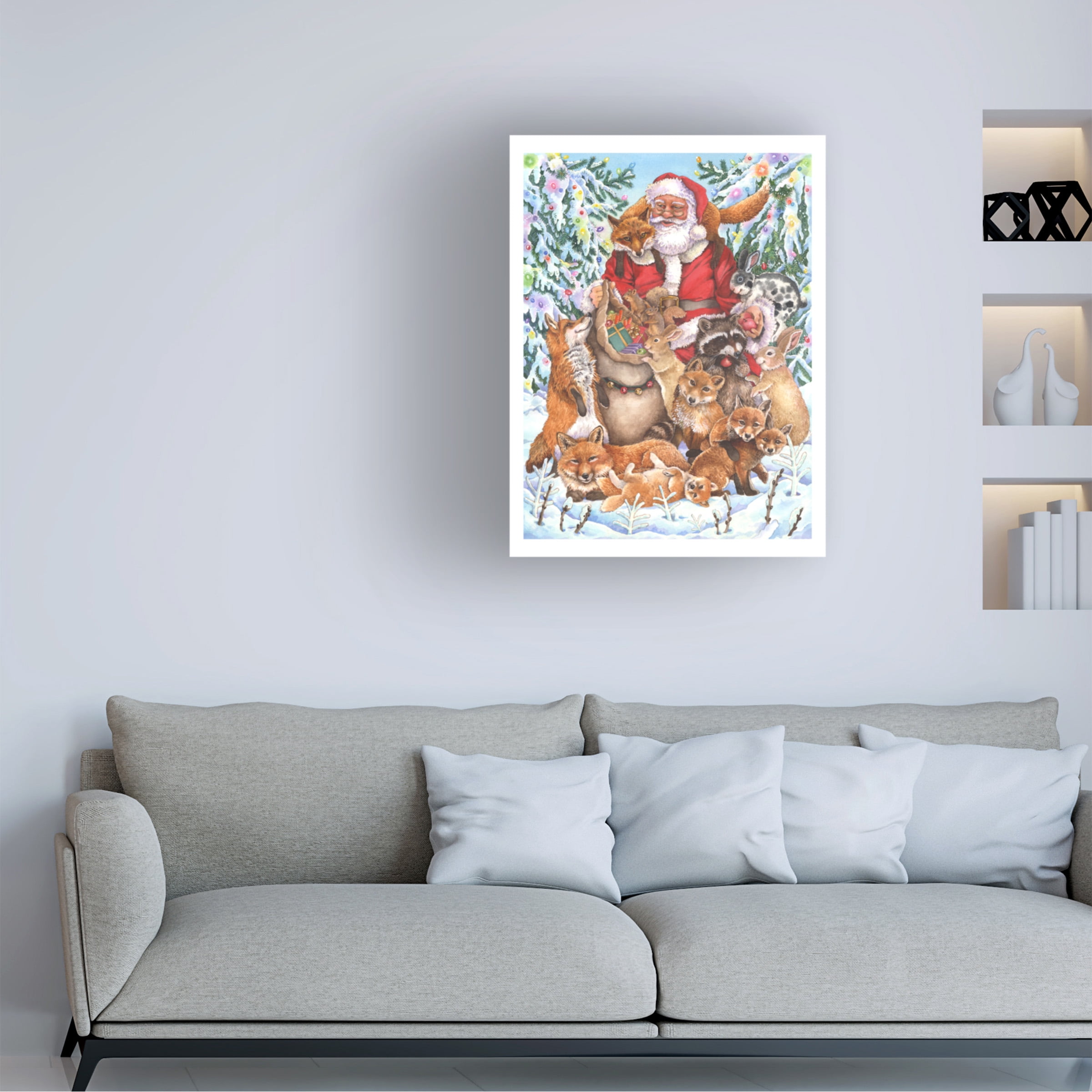 Wendy Edelson 'Santa Foxes' Canvas Art