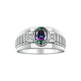 thumbnail image 1 of RYLOS Men's Rings 14K White Gold Ring Classic Designer Style 8X6MM Oval Gemstone & Diamond Ring Alexandrite Birthstone Rings For Men Size 8, 1 of 7