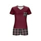 thumbnail image 4 of Blusa informal con cuello en V y manga corta para mujer, pantalones cortos de moda, pijama, tops y pantalones de poliéster., 4 of 6