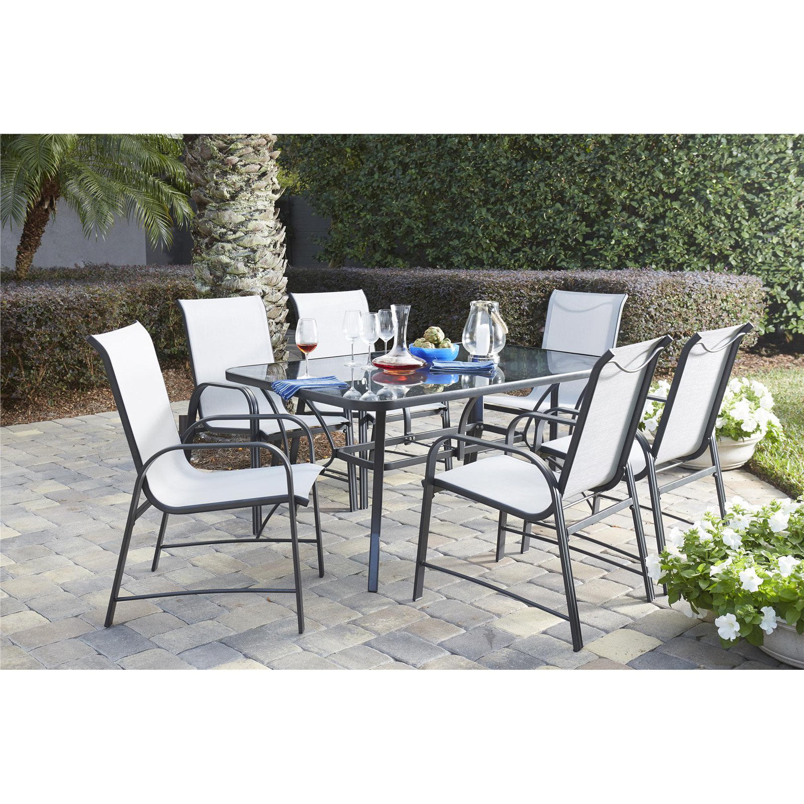 cosco paloma outdoor patio dining set, 7 piece table and chairs