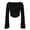 Z-Black308, variant on Women's Flared Long Sleeve Shirts Trendy Cropped Scoop Neck Sexy Versatile Solid Color Slim Fit Summer Going Out Tops For Female
