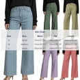 thumbnail image 3 of ClodeEU Women's Striped High Rise Wide Leg Cropped Pant, Casual Slim Ankle Length Pants with Pockets Yellow,Women's Plus M, 3 of 5