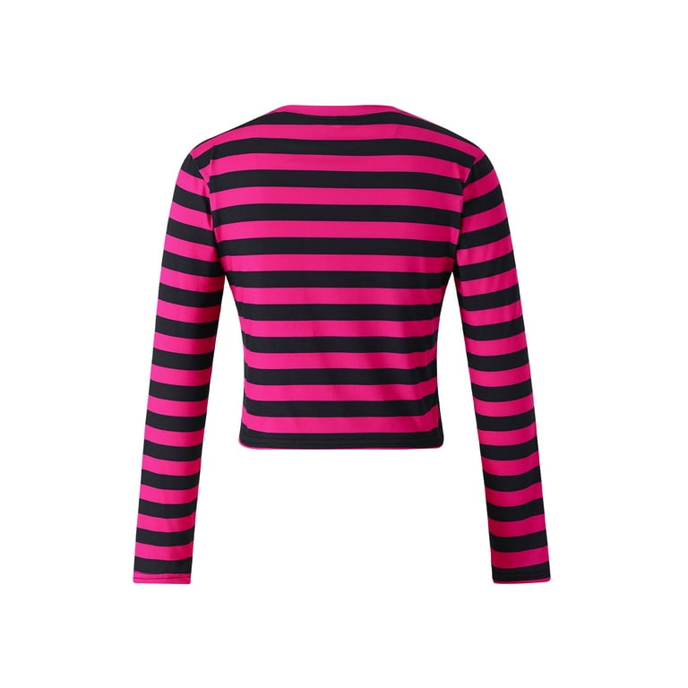 MIPREWUY Women's Stripe Long Sleeve T-shirt Fashion Skull