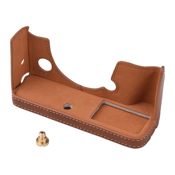 Funda de cuero de PU para cámara Versión de apertura inferior Media bolsa protectora de cámara con m Irfora Funda de cámara