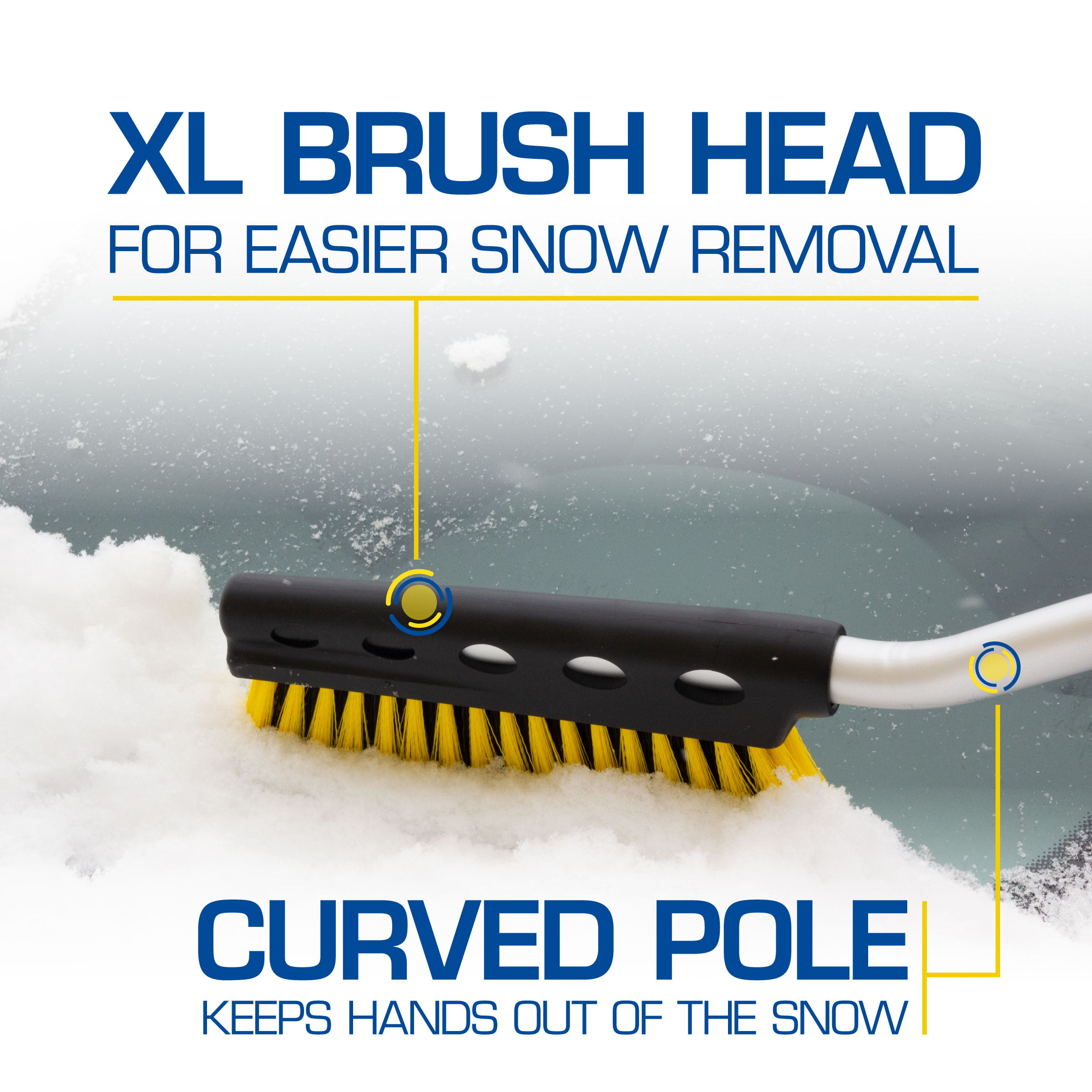 Rain-X 35 Snow Brush Ice Scraper with Curved Handle, Black, Yellow and  Silver, 1 Pack, S8-999PVX 