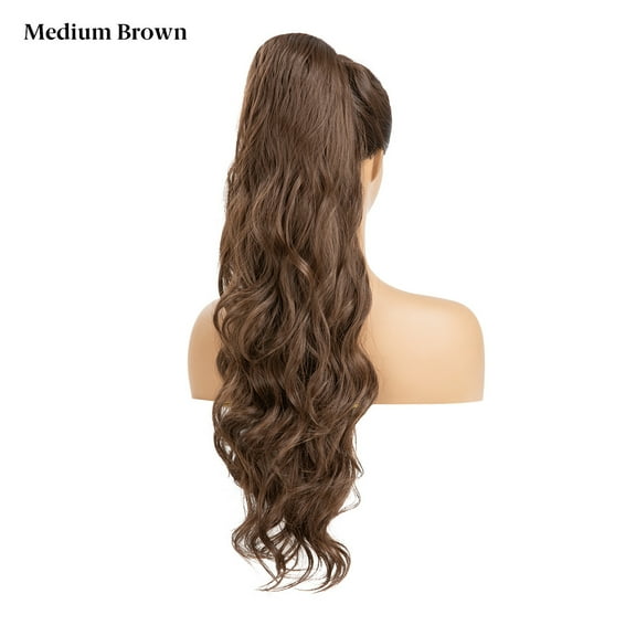 Namzi Extension Ponytail - 66.04CM Medium Brown Wavy Hair Extensions,high-temperature silk Natural-Looking Synthetic Hair Extension, 1 Pcs