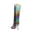 thumbnail image 3 of Schutz Maryana Rainbow Light Snake Embossed Pointed Toe High Heel Tall Boots (Rainbow Light, 6), 3 of 6