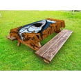 thumbnail image 1 of Shark Outdoor Tablecloth, Wild Fish Breaking Wooden Plank Danger Sign Killer Creature Fun Illustration, Decorative Washable Fabric Picnic Tablecloth, 58 X 104 Inches, Ginger Dark Blue, by Ambesonne, 1 of 2