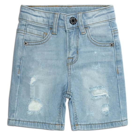 KIDSCOOL SPACE Boys Summer Denim Shorts, Ripped Soft Elastic Band Inside Half Jean Pants,3-4 Years