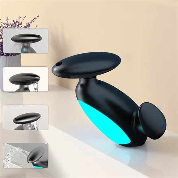 LED Temperature Sensitive 4 Modes Outlet Basin Faucet Large LED Light Hot Cold Water Sink Mixer Wash Tap Single Hole For Bathroom