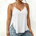 thumbnail image 6 of ClodeEU Women's V Neck Flowy Cami Top, Loose Fit Spaghetti Strap Tank White,Women's Plus XXL, 6 of 8
