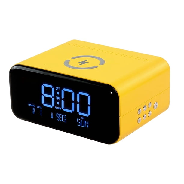 Altavoces Bluetooth Inalámbrico Nuevo Reloj de Alarma Inteligente de Pantalla Grande Altavoz Bluetooth Carga Inalámbrica de 10W Luz Nocturna Caliente Trasera Reloj de Alarma con Carga Inalámbrica