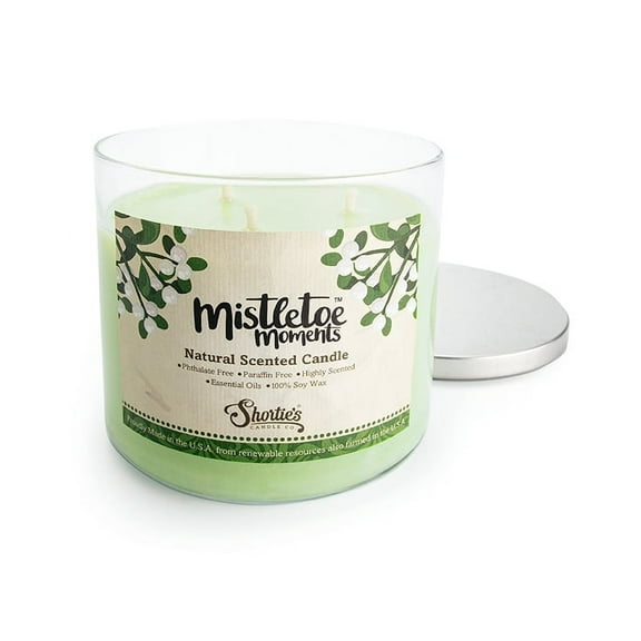 Mistletoe Moments All Natural 3 Wick Candle - Made with Responsibly Sourced Soy and Essential Fragrance Oils - Phthalate & Paraffin Free, Vegan, Non-Toxic