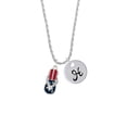 thumbnail image 2 of Delight Jewelry Silvertone USA Patriotic Flip Flop with White Star Silvertone Script Initial Disc - H - Charm Necklace, 20"+3", 2 of 4