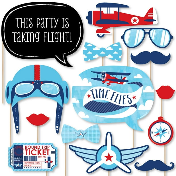 Taking Flight Airplane Vintage Plane Baby Shower or Birthday Party Photo Booth Props Kit