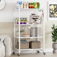 thumbnail image 6 of Vebreda 4-Tier Folding Storage Shelves Metal Folding Shelves with Wheels, 600Lbs Capacity, White, 6 of 6