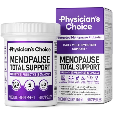 Physician's Choice Menopause Probiotic Supplement for Women - Supports Hormone Balance, Hot Flashes, Night Sweats, Weight Management, Bloating & Gut Health - 30 Counts