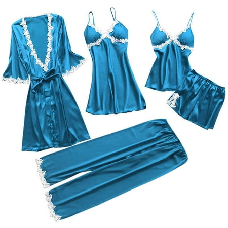 

Yubnlvae Women Lace Lingerie Nightwear Underwear Sleepwear Dress 5PC Suit