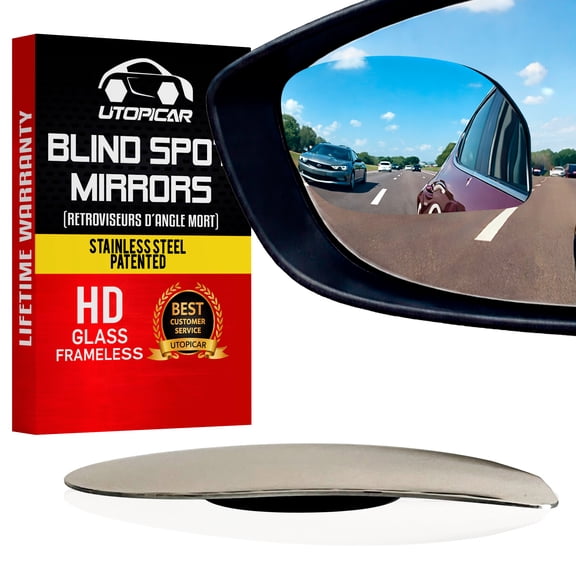 UTOPICAR - Frameless Stainless Steel Blind Spot Convex Car Mirror Model: INOX017 - 2Pack