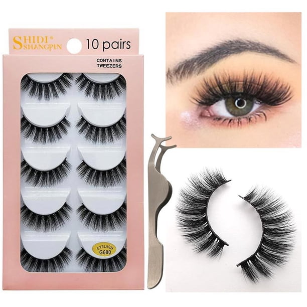 Pestañas naturales, pestañas postizas, pestañas cortas, pestañas postizas de visón tenues, 10 pares de pestañas postizas, extensiones de pestañas tenues, pestañas postizas, pestañas gruesas, pestañas