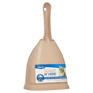 Petmate Plastic Cat Litter Scoop N Hide with Hinged Stand, Silver