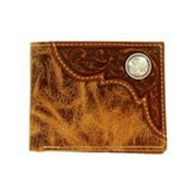 Ariat Men's Distressed Brown Tooled Overlay Bifold Wallet A3532408