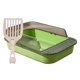 thumbnail image 1 of Caja de arena para gatos, bandeja de arena para gatitos, arenero grande semicerrado para gatos con lado alto Claro y verde, 1 of 9