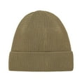 thumbnail image 2 of Solid Color Wool Knit Hat, Unisex Hip-Hop Style Melon Skin Beanie for Winter Warmth Khaki Free, 2 of 3