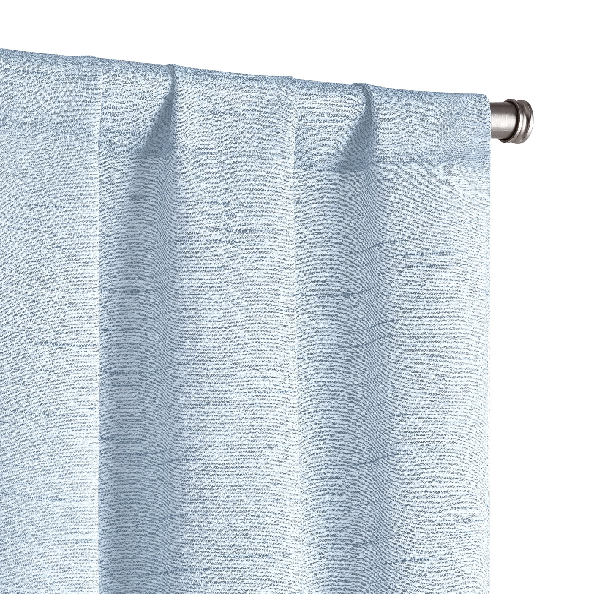 Mainstays Light Filtering Light Blue Curtains For Bedroom And Living Room, Linen Look, 2 Panel Set