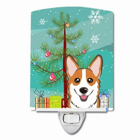Caroline's Treasures BB1626CNL Christmas Tree and Red Corgi Ceramic Night Light, 6x4x3", multicolor