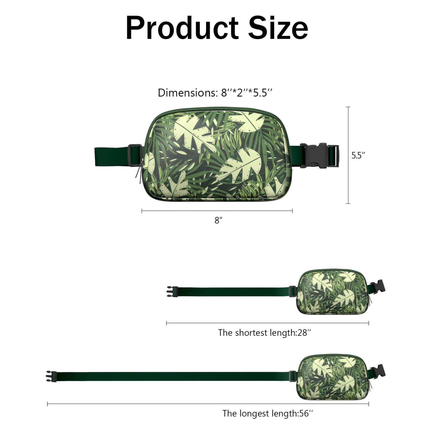 Leafy Green Palm Print Fanny Pack – Botanical Waist Bag with Hawaiian Floral Style