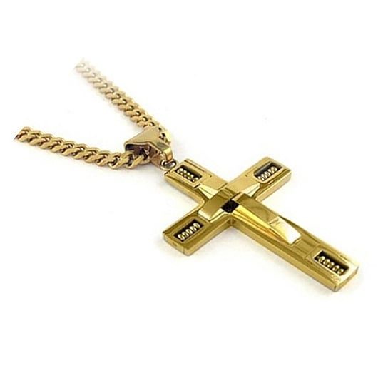 saveondeals Keepsake Cross Pendant With A Curb Chain For Men 18kt