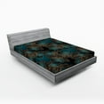 thumbnail image 2 of Ambesonne Floral Fitted Sheet, Geometric Art Retro Flowers, King Size, Petrol Blue and Cinnamon, 2 of 5