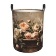 thumbnail image 1 of Balery Vintage Peonies Rustic Charm Cesta de ropa redonda con asas, impermeable, independiente, para ropa, juguetes, dormitorio y familia-Medium, 1 of 6