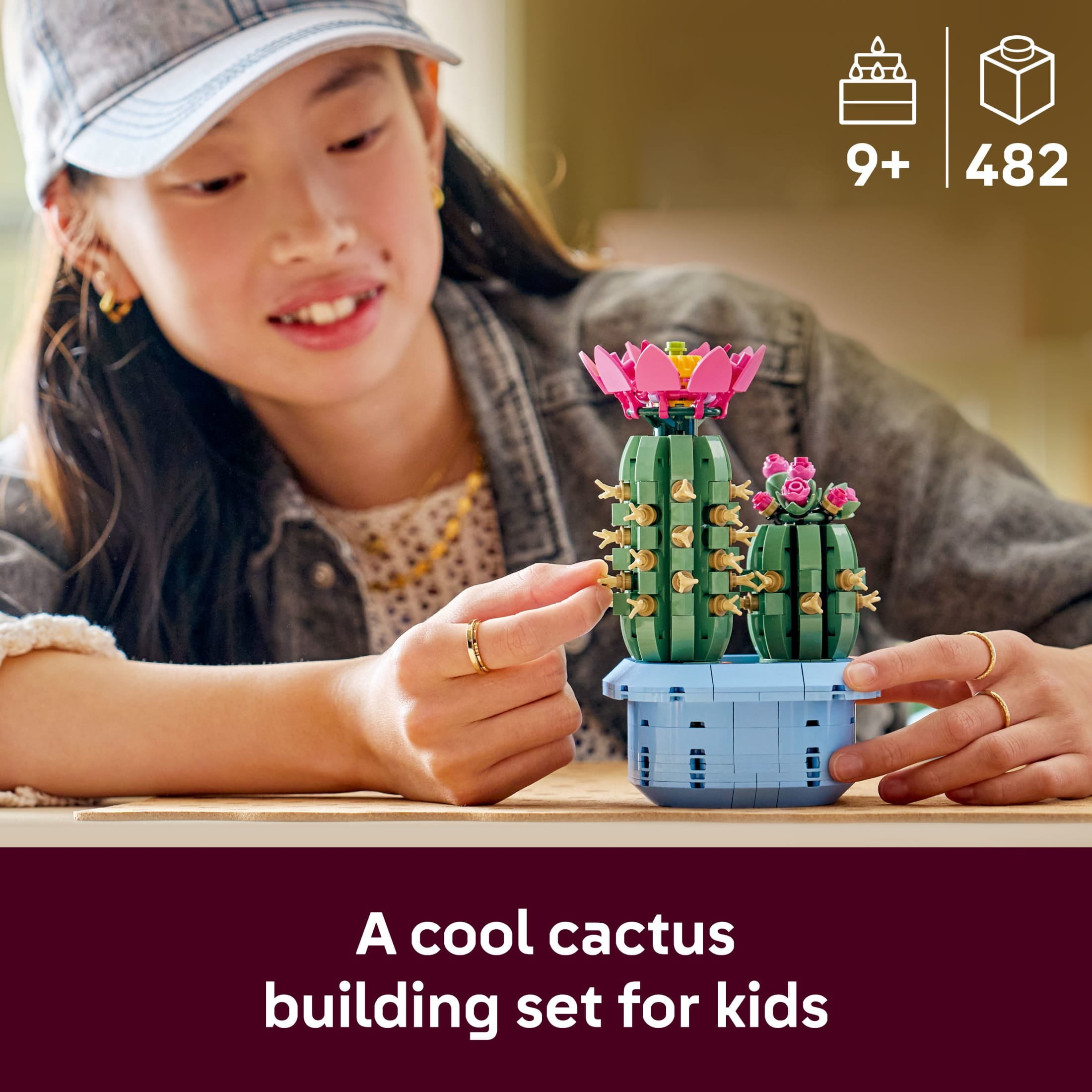 LEGO Botanicals Flowering Cactus Building Toy - Crafting Kit for Girls & Boys, Ages 9+ - Gift for Kids & Adults - Room Decor for Bedroom or Book Shelf - 11509