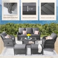 thumbnail image 6 of NOBLEMOOD 6 Pcs Patio Furniture Set, Wicker Outdoor Sectional Set w/ Mix Gray Sofas, Ottomans & Glass Coffee Table for Garden, Poolside, Backyard, 6 of 6