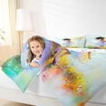 thumbnail image 3 of Castle Fairy Artistic Rainbow Girl Twin Comforter Sets 2pcs,Whimsical Pastel Print Bedding Set,Pink Blue Yellow,1 Comforter and 1 Pillowcase, 3 of 6