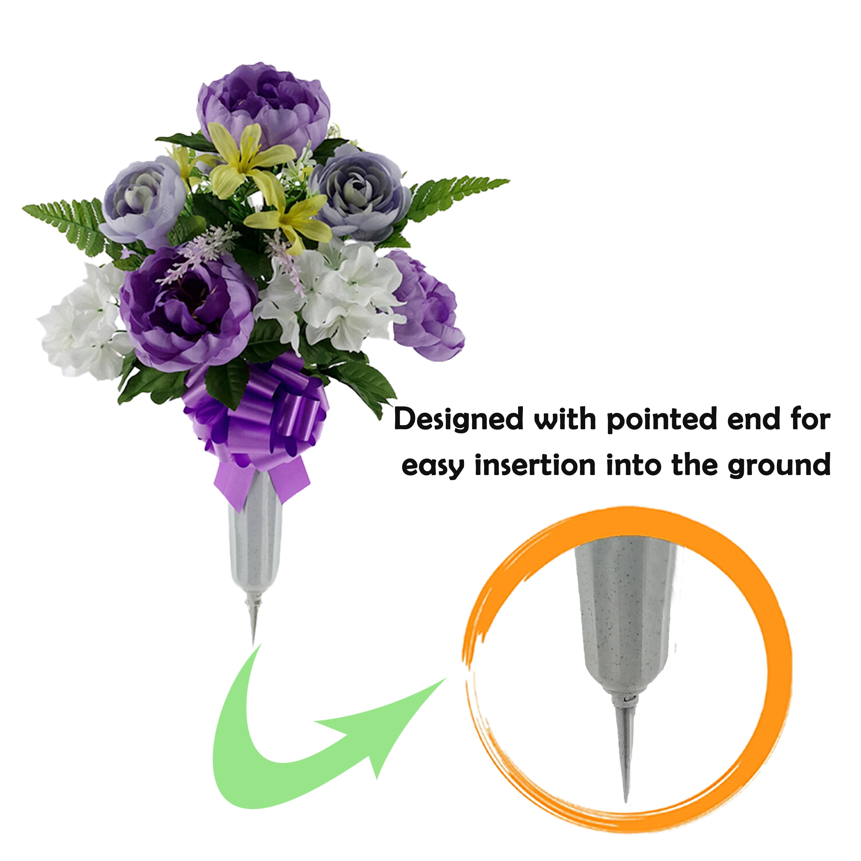 Mainstays 20.5in Outdoor Artificial Peony Flowers in Vase, Purple Color