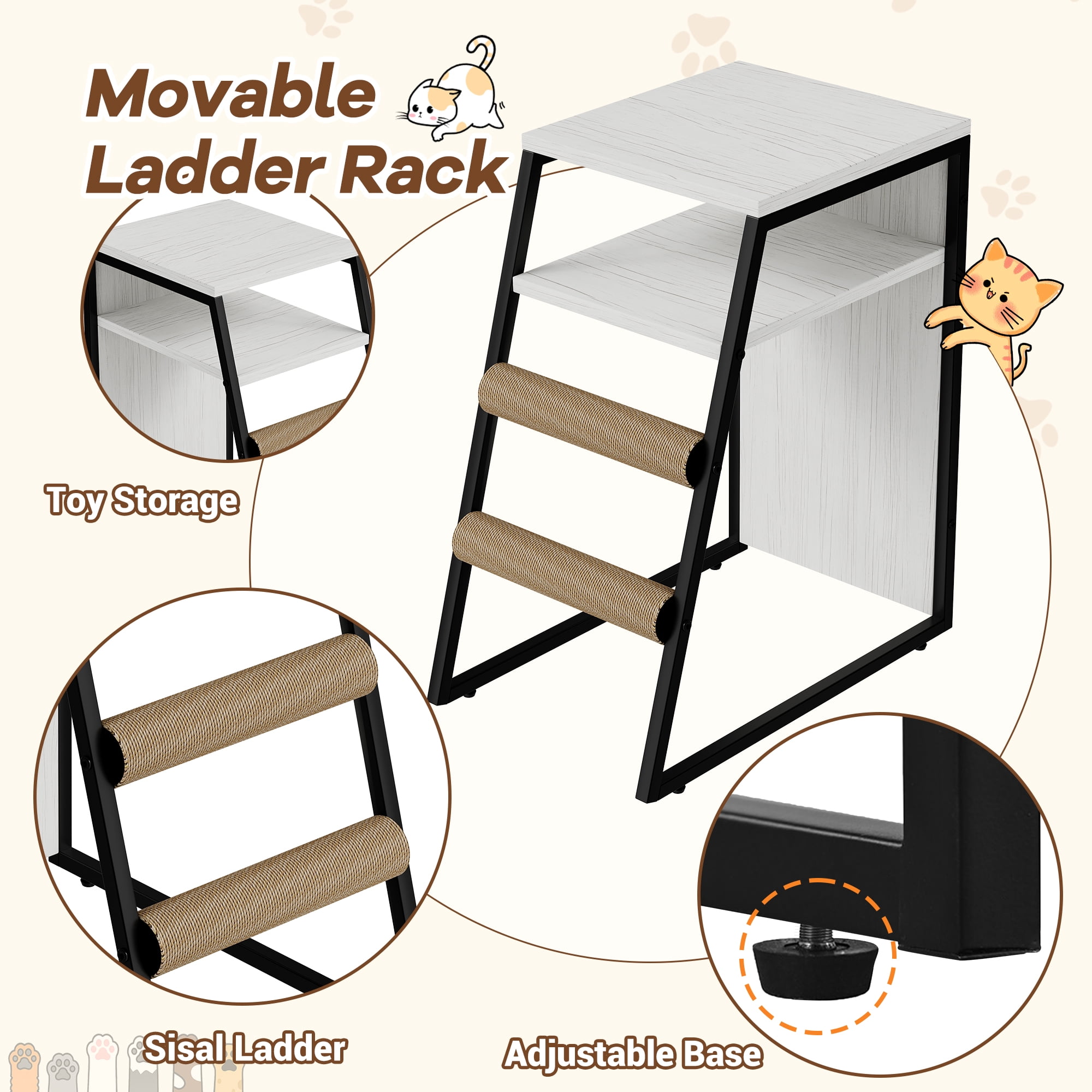 Roromall Cat Litter Box Enclosure for 2 Cats, Double Cat House with Doors & Storage Space, Enclosed Litter Box Furniture with Ladder