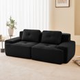 thumbnail image 3 of 82 Inch Black Corduroy L-Shaped Sectional, Modular 2-Seater with Deep Seat, Pearl Piping and Buckle Connection, No Assembly Required, 3 of 11
