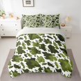 thumbnail image 2 of jejeloiu Green White 7 Pieces Bedding Comforter Set,Rustic Farmhose Full Bedding Set,Vintage Camo Camouflage Fitted Sheet Flat Sheet For Adults,Super Cozy Room Decor Reversible, 2 of 8