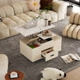 thumbnail image 6 of Llinc Store Modern Lift-Up Coffee Table with 4 Stools Set for Living Room Expandable 1 Hidden Storage + 2 Drawers Space Saving Folding Dining Table, 6 of 11