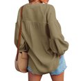 thumbnail image 3 of Worallymy - Blusa de manga larga para mujer con cuello en V y color sólido Worallymy JD735906130, 3 of 3